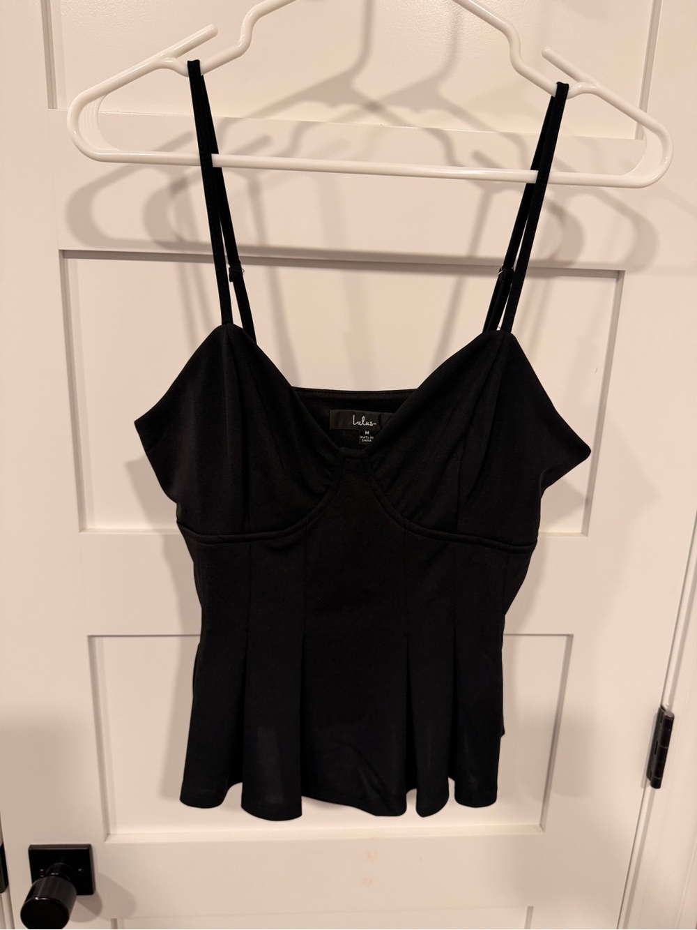 Lulu's Black Spaghetti-Strap Peplum Cami